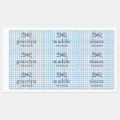 Hemelsblauwe Gingham Strik Monogram Labels (Vel)