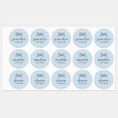 Hemelsblauwe Gingham Strik Monogram Labels (Vel)