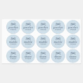 Hemelsblauwe Gingham Strik Monogram Labels (Vel)