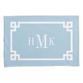 Hemelsblauwe Griekse Sleutel Monogram Standaard Ku Kussensloop (Voorkant-Rechts)