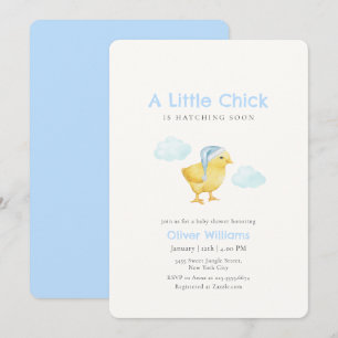 Hemelsblauwe Kleine Kip Wolk Baby Shower Kaart