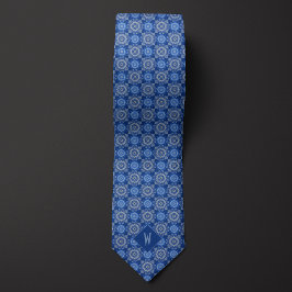 Hemelsblauwe Mandala Monogram Stropdas