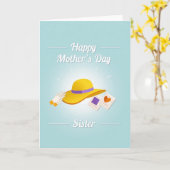 Hemelsblauwe Moederdag Zuster Kaart (Gele Bloem)