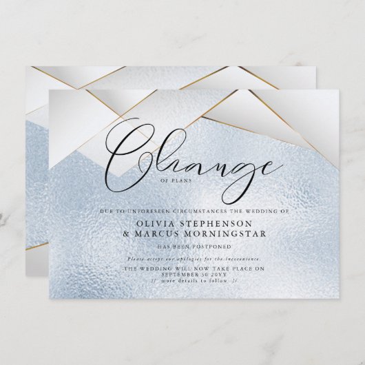 Hemelsblauwe Parel Facetten Uitgestelde Bruiloft Kaart (Voorkant / Achterkant)