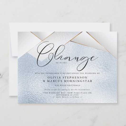 Hemelsblauwe Parel Facetten Uitgestelde Bruiloft Kaart (Voorkant)