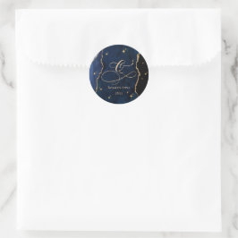  Hemelsblauwe Quinceanera Middernachtsterren Maan  Ronde Sticker