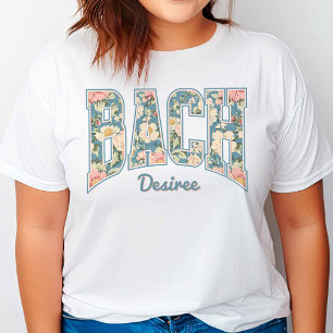 Hemelsblauwe Retro Bloemige BACH Bruidsmeisje T-shirt