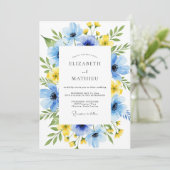 Hemelsblauwe Serene Botanische Bruiloft Kaart (Staand voorkant)