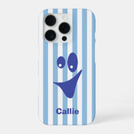 Hemelsblauwe Streep Navy Quirkyl Smile iPhone 16 Pro Hoesje