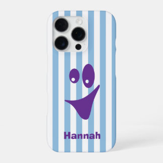 Hemelsblauwe Streep Paarse Vreemde Glimlach iPhone 16 Pro Hoesje