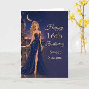 Hemelsblauwe Sweet Sixteen Verjaardagskaart Kaart