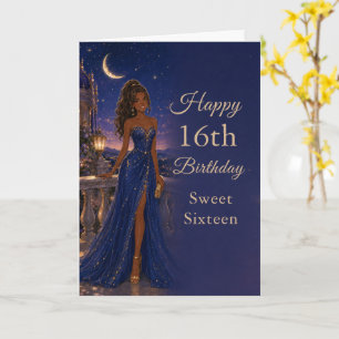 Hemelsblauwe Sweet Sixteen-verjaardagskaart Kaart