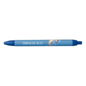 Hemelsblauwe Vogel Zwarte Inkt Pen (Voorkant)