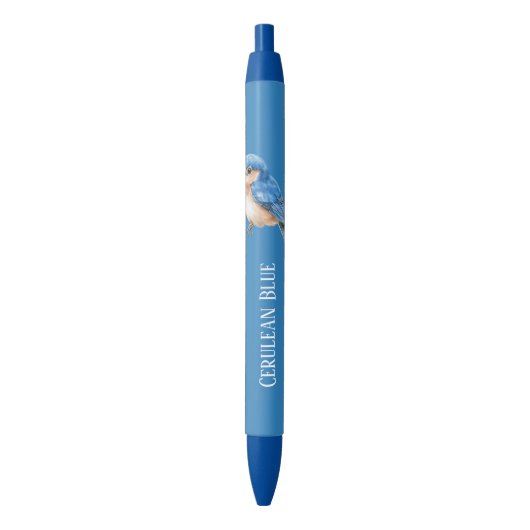 Hemelsblauwe Vogel Zwarte Inkt Pen (Voorkant Verticaal)