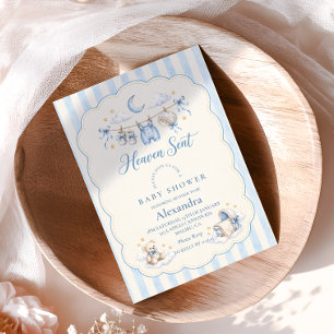 Hemelsblauwe waslijn baby shower kaart