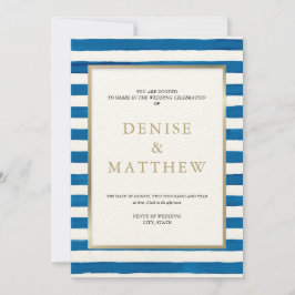 Hemelsblauwe waterverfstreep & gouden letters para kaart