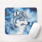 Hemelsblauwe Wolf Kosmische Constellatie Muismat (Met muis)