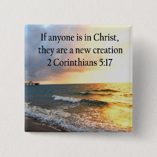 HEMELSE 2 KORINTIËRS 5:17 OCEAAN FOTOONTWERP VIERKANTE BUTTON 5,1 CM