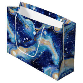 Hemelse Abstracte Melkweg Kunst in Blauwe Gouden W Groot Cadeauzakje