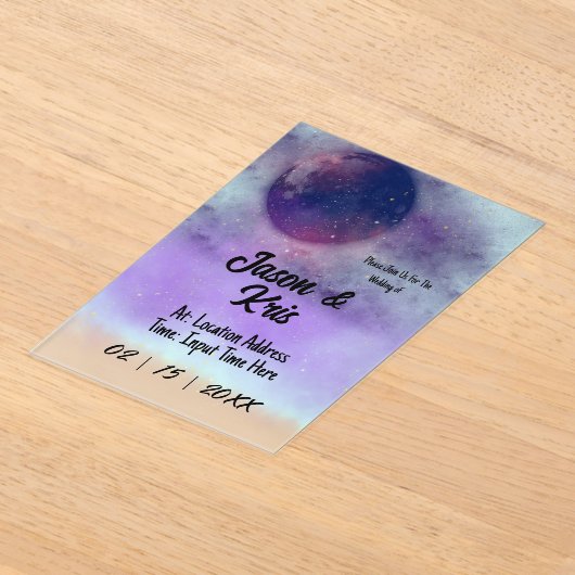 Hemelse Acryl Uitnodiging voor het Huwelijk (Laagn)