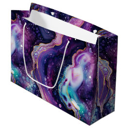 Hemelse Agaat Abstract Paars Blauw Gouden Wervelin Groot Cadeauzakje