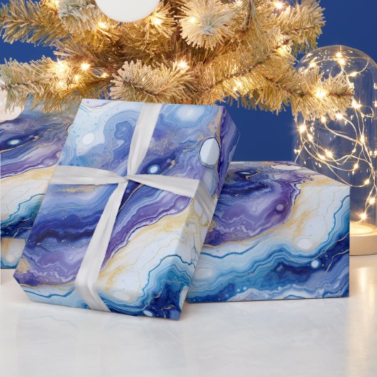 Hemelse Agaat | Abstracte Galaxy Steenpatroon Cadeaupapier (Feestdagen)