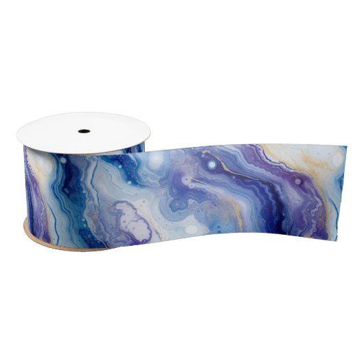 Hemelse Agaat | Abstracte Galaxy Steenpatroon Satijnen Lint (Spoel)