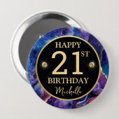 Hemelse Agaat Glitter Verjaardagsbadge Ronde Button 4,0 Cm (Voorkant /achterkant)