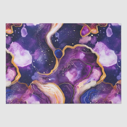 Hemelse Agaat | Kosmisch Abstract Mineraal Patroon Tissuepapier (Voorkant)