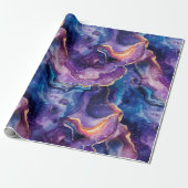 Hemelse Agaat | Kosmisch Abstract Steenpatroon Cadeaupapier (Uitgerold)