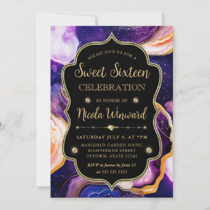 Hemelse Agaat   Paarse Gouden Marmer Sweet 16 Kaart