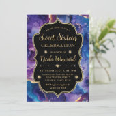 Hemelse Agaat | Vurig Kosmische Geode Sweet 16 Kaart (Staand voorkant)