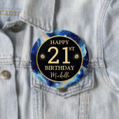 Hemelse Agate Glitter Verjaardagsbadge Ronde Button 4,0 Cm (In situ)