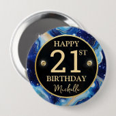 Hemelse Agate Glitter Verjaardagsbadge Ronde Button 4,0 Cm (Voorkant /achterkant)