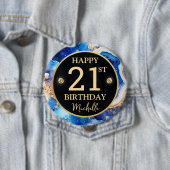 Hemelse Agate Glitter Verjaardagsbadge Ronde Button 4,0 Cm (In situ)
