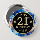 Hemelse Agate Glitter Verjaardagsbadge Ronde Button 4,0 Cm (Voorkant /achterkant)