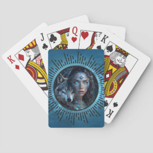Hemelse alliantie tussen de wolf en de mooie vrouw pokerkaarten