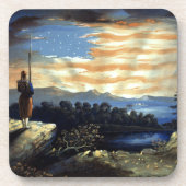 Hemelse Amerikaanse vlag in de lucht, Zouave Burge Bier Onderzetter (Voorkant)