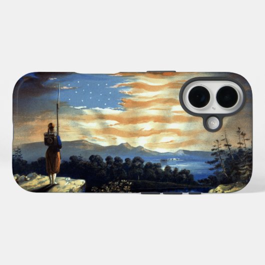 Hemelse Amerikaanse vlag in de lucht, Zouave Burge Case-Mate iPhone Case (Achterkant (horizontaal))