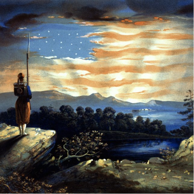 Hemelse Amerikaanse vlag in de lucht, Zouave Burge Fotobeeldje Magneet (Voorkant)