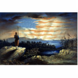 Hemelse Amerikaanse vlag in de lucht, Zouave Burge Fotobeeldje Ornament<br><div class="desc">De rook van de strijd was opgeruimd en liet een landschap achter dat getekend was door conflicten. Maar toen de zon begon op te komen en haar gouden stralen op het door oorlog verscheurde terrein wierp, ontstond er een ander soort schoonheid. De Zouave, moe van de beproeving van de dag,...</div>
