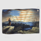 Hemelse Amerikaanse vlag in de lucht, Zouave Burge Golfhanddoek (Horizontaal)