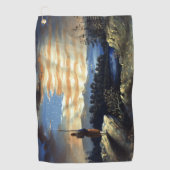 Hemelse Amerikaanse vlag in de lucht, Zouave Burge Golfhanddoek (Voorkant)