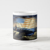 Hemelse Amerikaanse vlag in de lucht, Zouave Burge Grote Koffiekop (Voorkant)