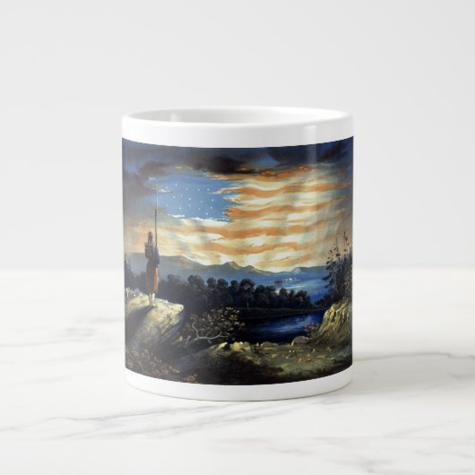 Hemelse Amerikaanse vlag in de lucht, Zouave Burge Grote Koffiekop (Voorkant)