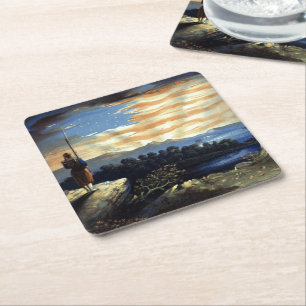 Hemelse Amerikaanse vlag in de lucht, Zouave Burge Kartonnen Onderzetters