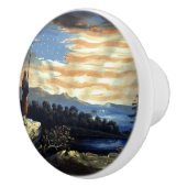 Hemelse Amerikaanse vlag in de lucht, Zouave Burge Keramische Knop (Rechts)