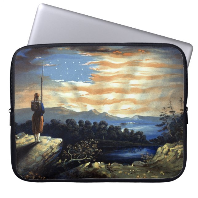 Hemelse Amerikaanse vlag in de lucht, Zouave Burge Laptop Sleeve (Voorkant)