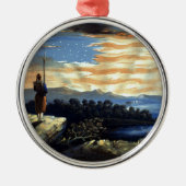 Hemelse Amerikaanse vlag in de lucht, Zouave Burge Metalen Ornament (Voorkant)