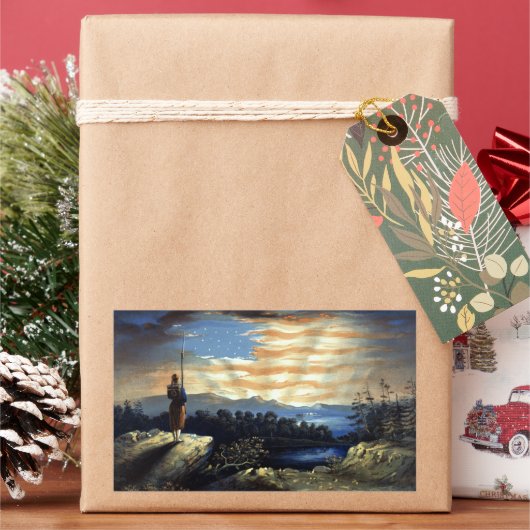 Hemelse Amerikaanse vlag in de lucht, Zouave Burge Rechthoekige Sticker (Feestdagen)